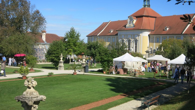 Stift Seitenstetten, © Doris Schwarz-König Stift Seitenstetten mit grüner Wiese und blauem Himmel.